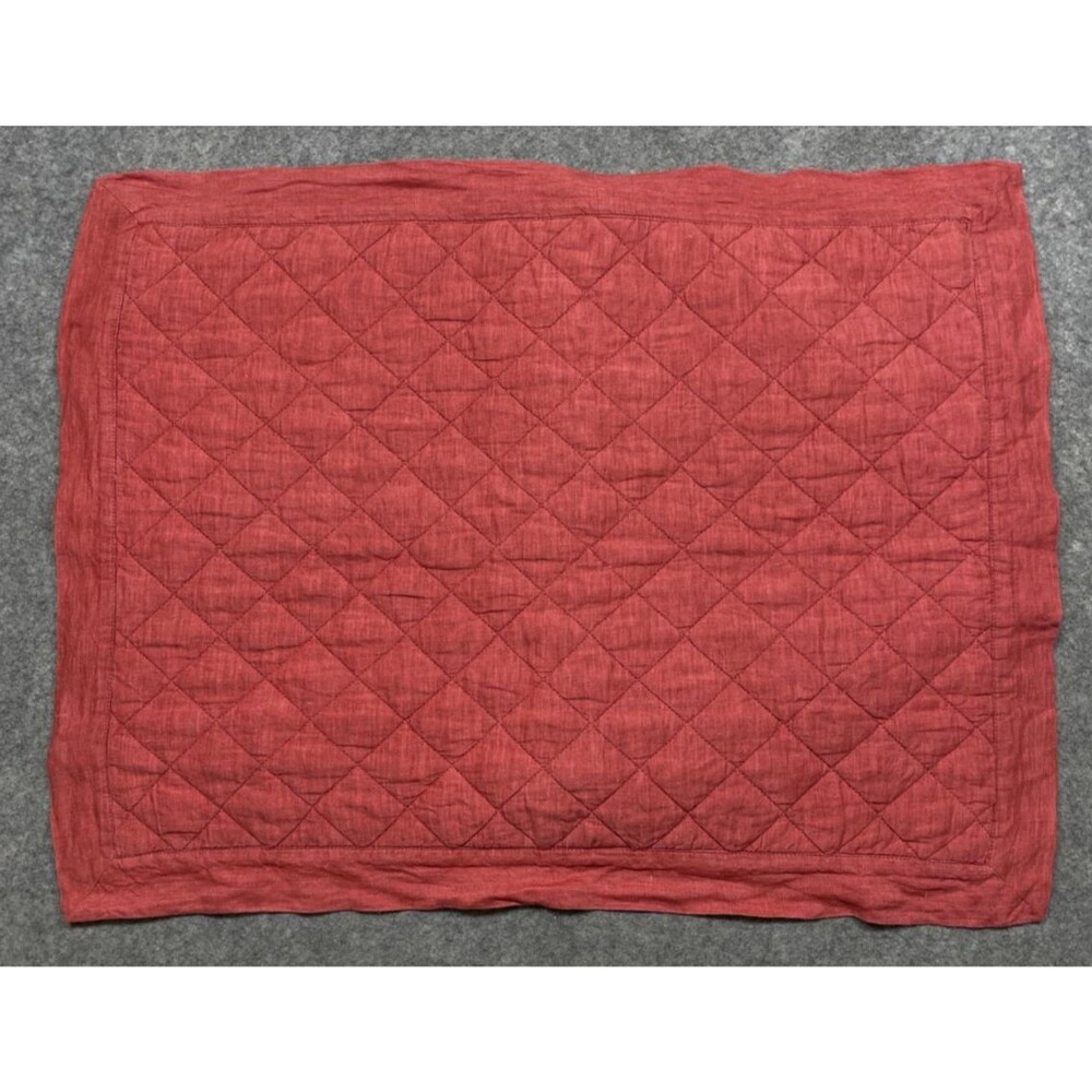 Pottery Barn Belgian Flax Linen Diamond Quilted Standard Sham Rust Orange Red